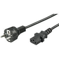Black Microconnect 1.8 m power cable with CEE7/7 plug and C13 coupler, featuring a durable, flexible design.