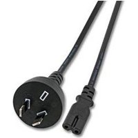 Black 1.8m Microconnect power cable with Australian plug and C7 coupler connector.
