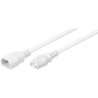 White 1m power cable with C14 and C13 couplers, sleek design by Microconnect.