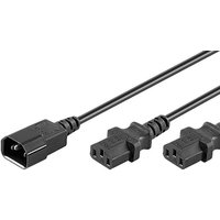 Black Microconnect power cable, 1.2m, with C14 coupler and two C13 couplers.
