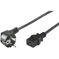 Black Microconnect power cable, 1.8m, with CEE7/7 plug and C19 coupler, featuring a durable design.
