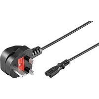 Black Microconnect 1.8m power cable with type G plug and C7 coupler.