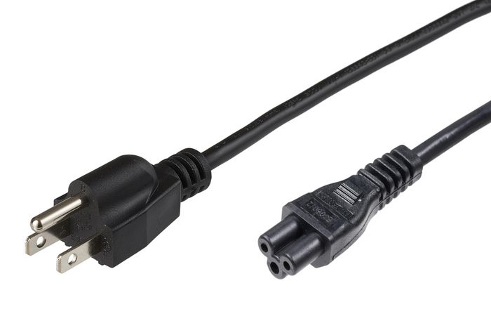 Black 0.5 m power cable featuring a Type B power plug on one end and a C5 connector on the other, made of durable plastic with a flexible design.