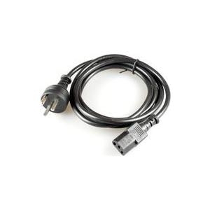 Black 1.8-meter power cable featuring a Type K power plug on one end and a C13 connector on the other, designed for reliable electrical connections.