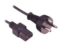 Black 1.8-meter power cable featuring a C13 coupler on one end and a two-prong plug on the other, made of durable plastic material.