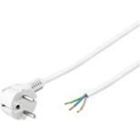 White Microconnect power cable, 5m length, with European plug and exposed wire ends for connection.