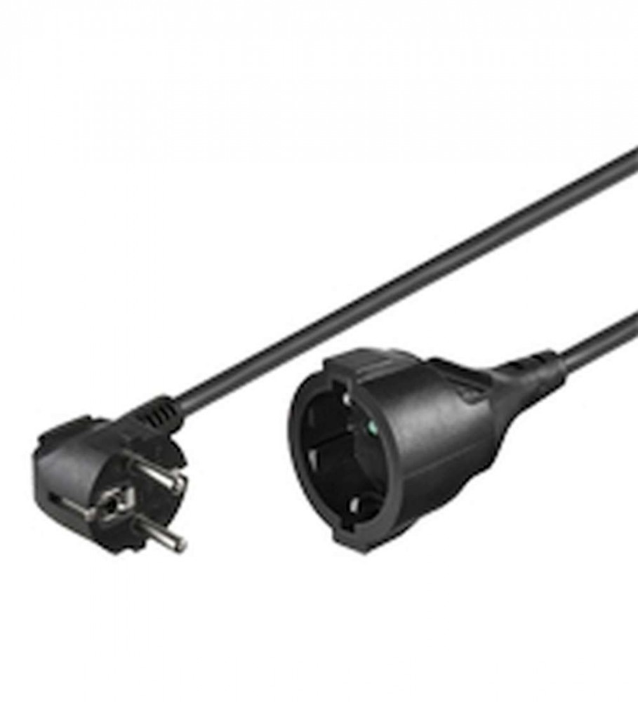 Black 10-meter power cable featuring a standard plug on one end and a socket on the other, made of durable plastic material for reliable electrical connections.