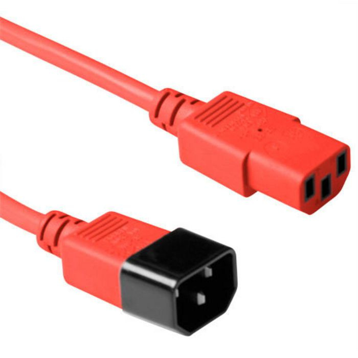 Red 3-meter power cable featuring a C13 coupler on one end and a C14 coupler on the other, made of durable plastic with a smooth finish.