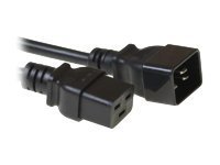 Black power cable, 5 meters long, featuring a C20 coupler on one end and a C19 coupler on the other, made of durable plastic material.