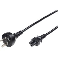 Black Microconnect 1.8m power cable with type I plug and C5 coupler, featuring a sleek, durable design.