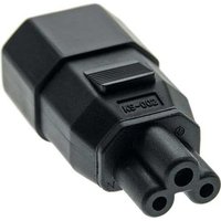 Black Microconnect cable gender changer with C14 to C5 connector, rectangular shape, and smooth finish.