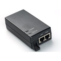 Black Microconnect PoE adapter with two Ethernet ports labeled LAN and PoE, and indicators for power and active status.