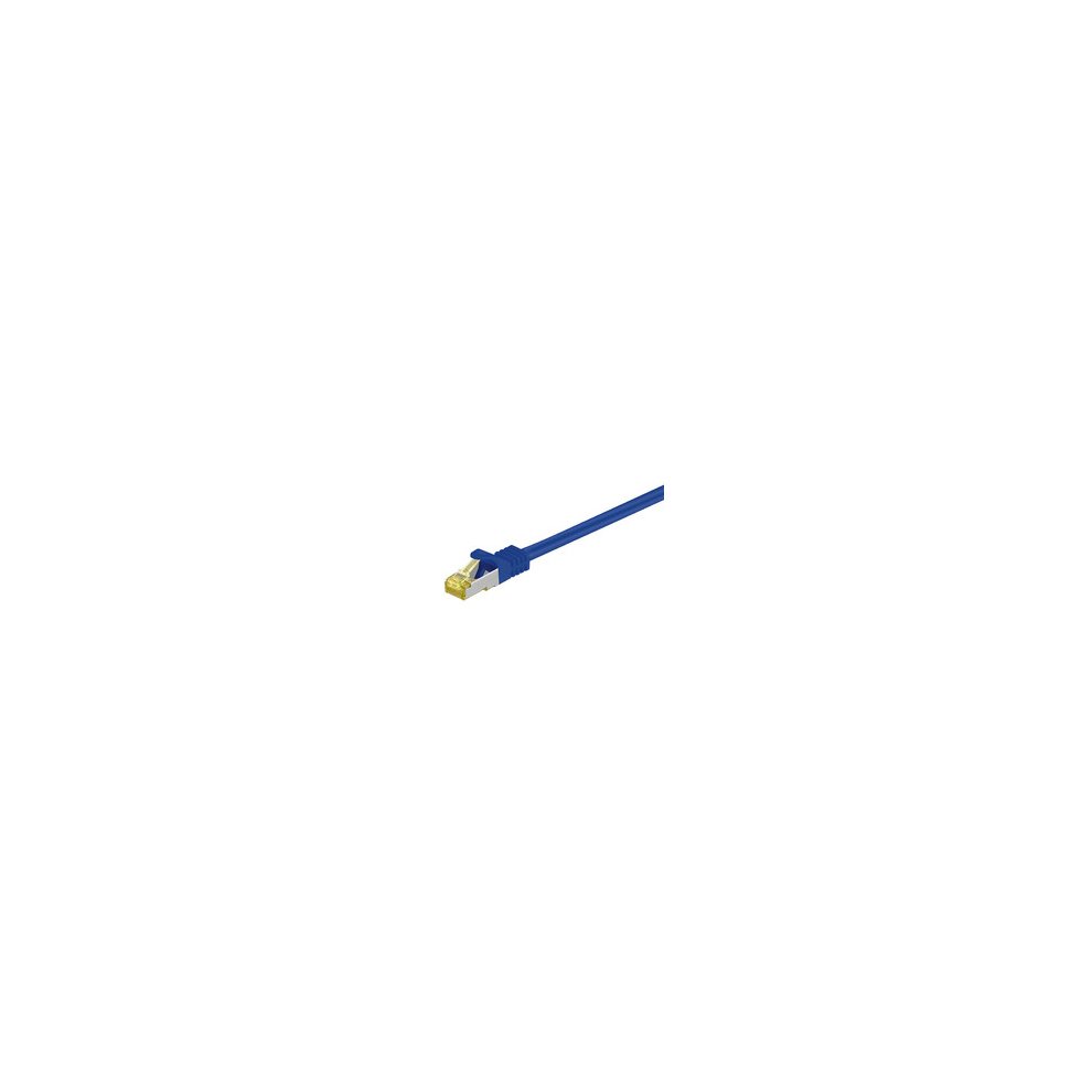 Blue 0.25 m Cat7 S/FTP networking cable by Microconnect, featuring a sturdy design with gold-plated connectors for enhanced connectivity and performance.