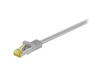 Grey 0.5 m Cat7 S/FTP networking cable with a clear plastic connector and gold-plated pins, designed for high-speed data transmission.