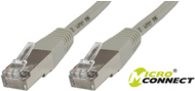Grey 3-meter Cat6 S/FTP networking cable by Microconnect, featuring two transparent connectors with metal shielding for enhanced performance.