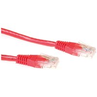 Red Microconnect U/UP C6 Ethernet cable, 5 meters long, with clear RJ45 connectors.