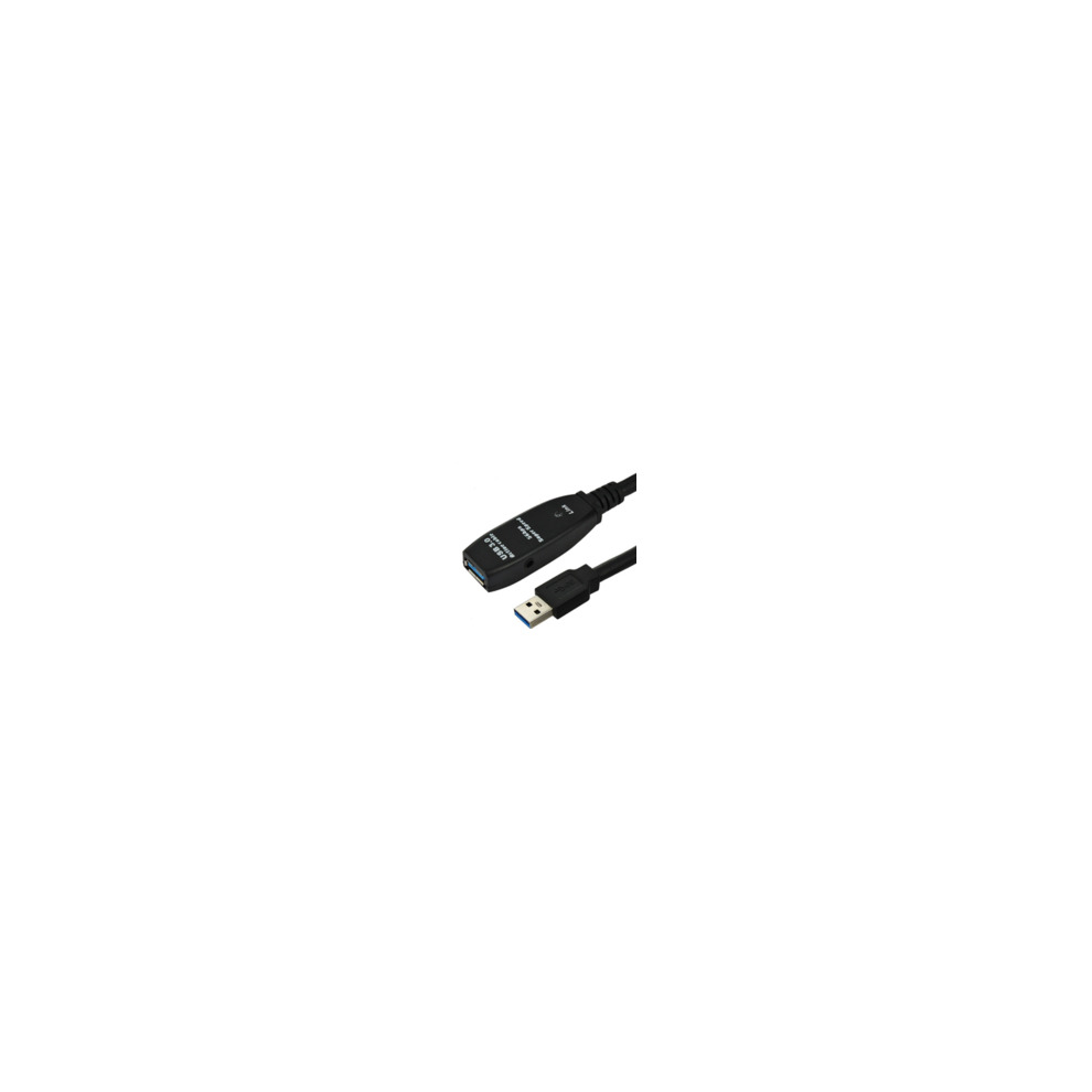 Black Microconnect USB 3.0 cable, 10 meters long, featuring a USB Type-A connector on one end and a USB 3.2 Gen 1 compatible connector on the other, designed for high-speed data transfer.
