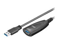 Black Microconnect USB 3.0 cable, 5 meters long, featuring a USB Type-A connector on one end and a USB 3.2 Gen 1 interface, designed for high-speed data transfer.