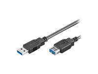 Black Microconnect USB 3.0 cable, 5 meters long, featuring a USB A male connector on both ends, with blue accents indicating USB 3.2 Gen 1 compatibility.