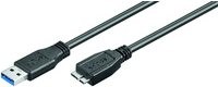 Black Microconnect USB 3.0 cable, 0.5 meters long, featuring a standard USB-A connector on one end and a Micro USB connector on the other, designed for high-speed data transfer.