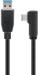 Black Microconnect USB 3.2 Gen 1 cable, 0.5 meters long, featuring a standard USB-A connector and a right-angle USB-C connector, with a durable plastic exterior.
