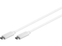 White USB 3.2 Gen 2 cable with USB-C connectors on both ends, featuring a flexible design and 1-meter length for versatile connectivity.