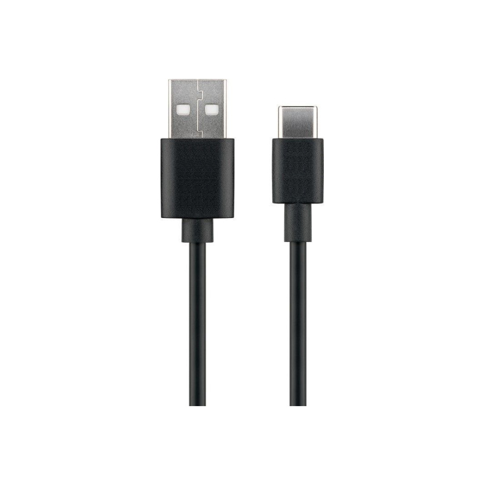 Black Microconnect USB cable featuring USB 2.0 Type-A and USB Type-C connectors, measuring 1 meter in length.