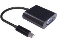 Black Microconnect USB3.1C VGA graphics adapter with a short cable, featuring a USB-C connector on one end and a VGA port on the other.