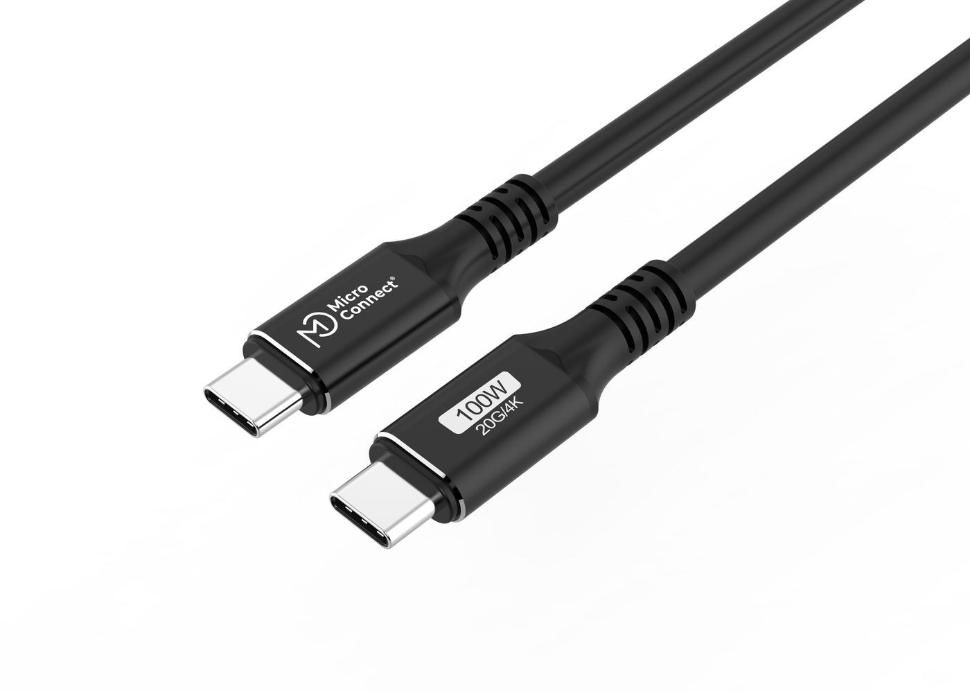 Black USB 3.2 Gen 2x2 cable, 0.15 meters long, featuring USB-C connectors on both ends, with a 100W power delivery capability and a sleek, durable design.