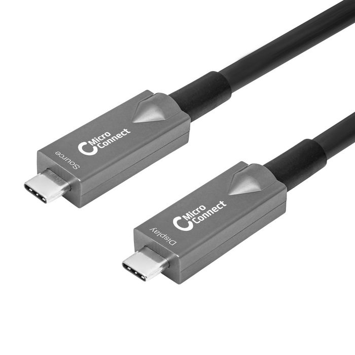 Black USB 3.2 Gen 2 cable featuring two silver USB-C connectors, with a sleek design and a length of 7.5 meters, ideal for high-speed data transfer.