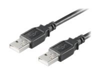 Black USB 2.0 cable, 1 meter long, featuring USB A connectors on both ends, designed for data transfer and charging.
