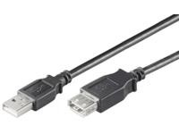 Black Microconnect USB 2.0 cable, 0.3 meters long, featuring USB A connectors on both ends, designed for data transfer and charging.