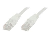 White 20-meter Cat5e U/UTP networking cable with transparent connectors on both ends, designed for reliable data transmission.