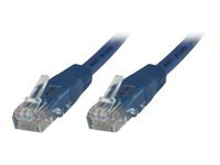 Blue 0.3 m Cat6 U/UTP networking cable by Microconnect, featuring transparent connectors with locking tabs on both ends.