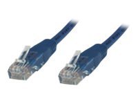 Blue 0.5-meter Cat6 U/UTP networking cable with transparent connectors on both ends, designed for high-speed data transmission.