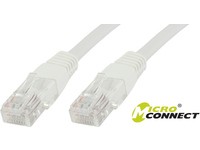White 10-meter Cat6 U/UTP networking cable by Microconnect, featuring clear plastic connectors on both ends for reliable data transmission.