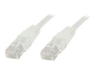 White 15-meter Cat6 U/UTP networking cable with transparent connectors on both ends, designed for high-speed data transmission.