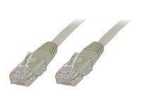 Grey 2-meter Microconnect Cat5e U/UTP networking cable with clear plastic connectors on both ends, designed for reliable data transmission.