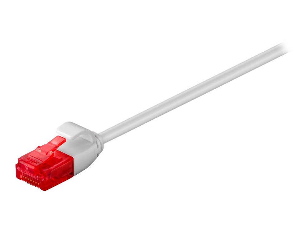 Grey 3-meter Cat6 U/UTP networking cable with a slim design, featuring a white outer casing and a red connector on one end.