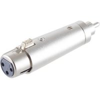 Silver Microconnect XLRFG cable gender changer with RCA XLR connectors and textured grip.