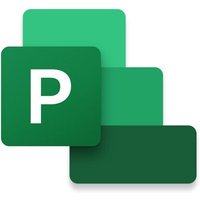 Microsoft Project Standard 2021 icon with overlapping green rectangles and a white "P" on the front.