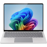 Platinum Microsoft Surface 7 laptop, 13.8-inch touchscreen, sleek design, Windows 11 Pro, thin bezels, silver keyboard.