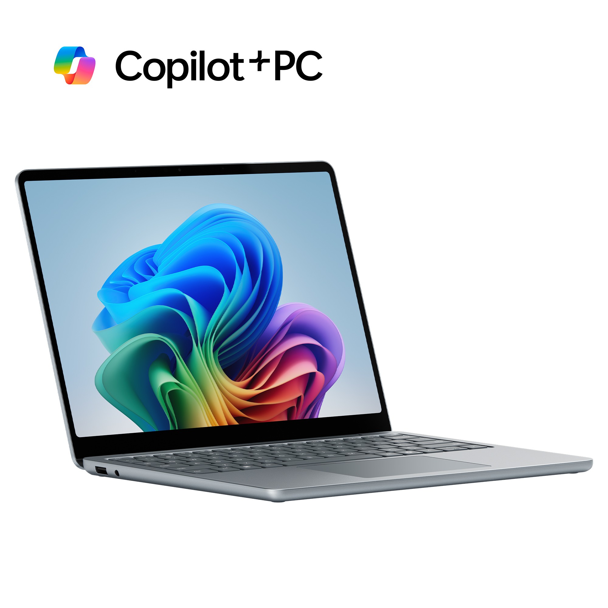 Sleek grey Microsoft Surface Laptop with a 13" touchscreen, featuring 16 GB LPDDR5x-SDRAM, 512 GB SSD, and Wi-Fi 7, showcasing a vibrant display and modern design.