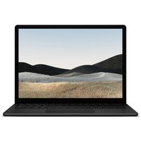 Black Microsoft Surface Laptop 4 with 15-inch touchscreen, sleek design, and minimalist keyboard layout.