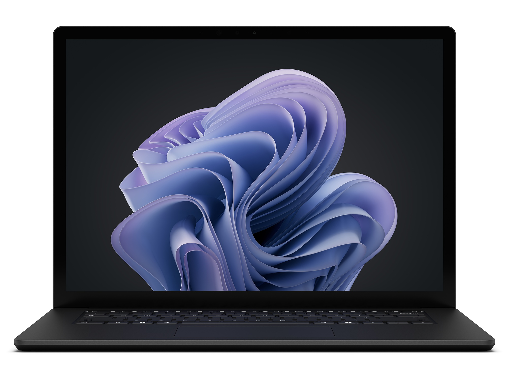 Microsoft Surface Laptop 6 in black, featuring a 15-inch touchscreen display with a sleek design, showcasing a vibrant abstract wallpaper.