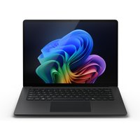 Microsoft Surface Laptop 7 Copilot+ PC, 15" screen, sleek black design, backlit keyboard, vibrant display.