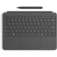 Grey Microsoft Surface Pro 12-inch keyboard with touchpad and black slim pen above.