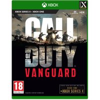 Xbox Series X game case, Call of Duty: Vanguard cover art with soldiers and bold title, green border.