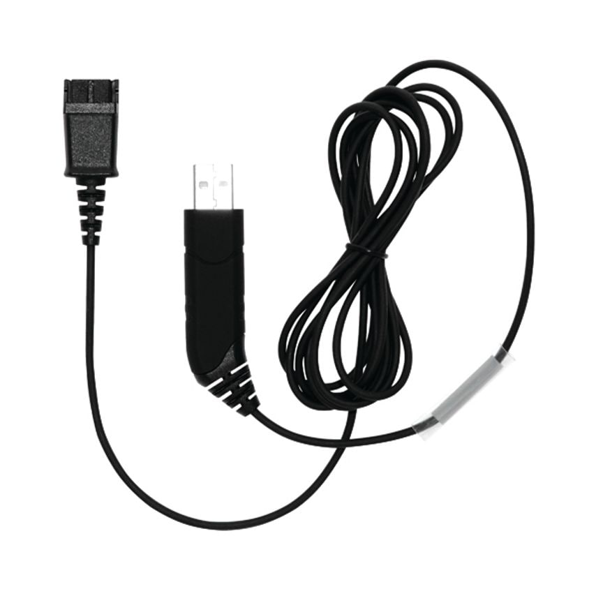 Black USB cable with a connector on one end and a long, flexible cord, suitable for various electronic devices.