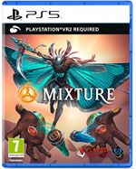 Cover art for "Mixture" on PS5 featuring a character with a feathered cape and glowing hands, set against a vibrant background with the title prominently displayed.